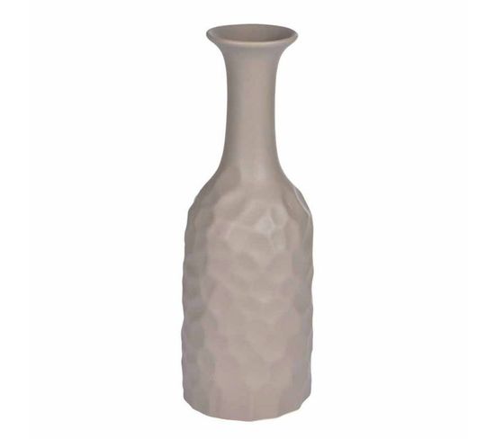 Vase Déco En Céramique "martelé" 30cm Taupe