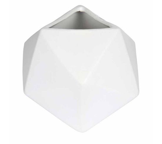 Vase Déco En Céramique "geometrik" 15cm Blanc