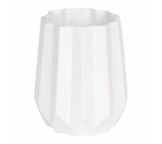 Vase Déco En Céramique "origami" 15cm Blanc