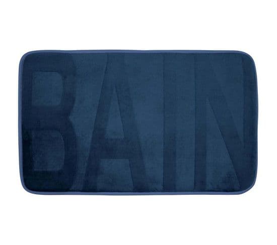 Tapis De Bain Microfibre "relief" 45x75cm Bleu Indigo