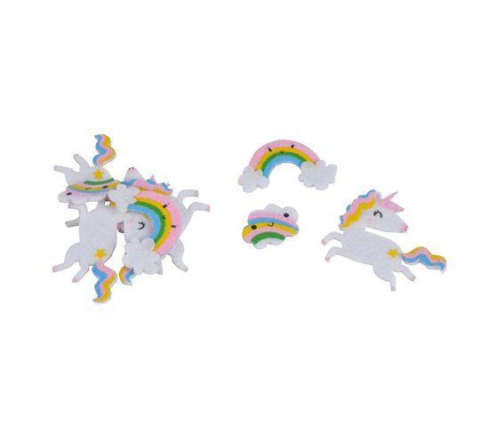 Lot De 8 Stickers Feutrine "licornes" 15cm Multicolore
