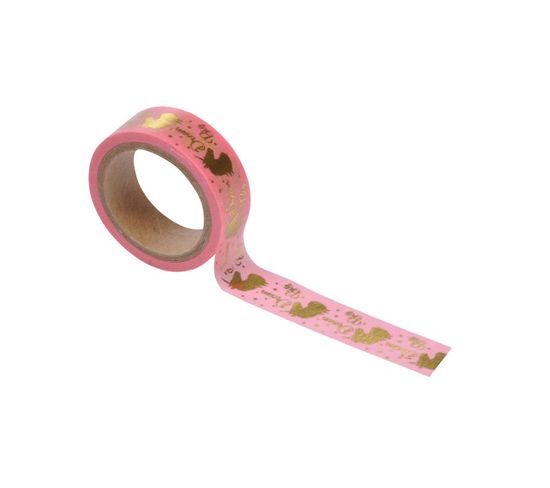 Ruban Masking Tape "licorne" 5m Rose Et Or