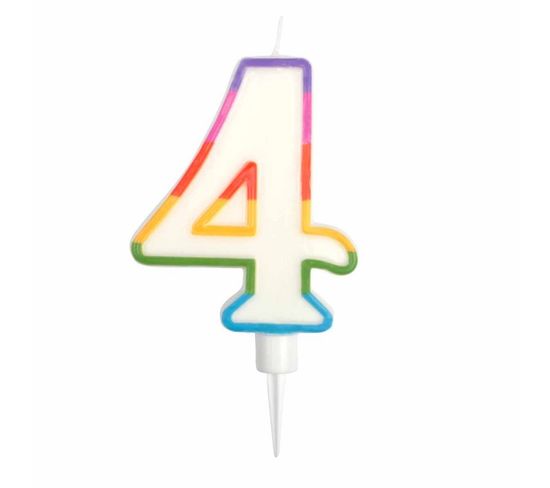 Bougie D'anniversaire "chiffre 4" 10cm Multicolore