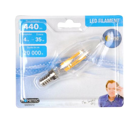 Ampoule LED Filament "flamme 4w" 10cm Orange