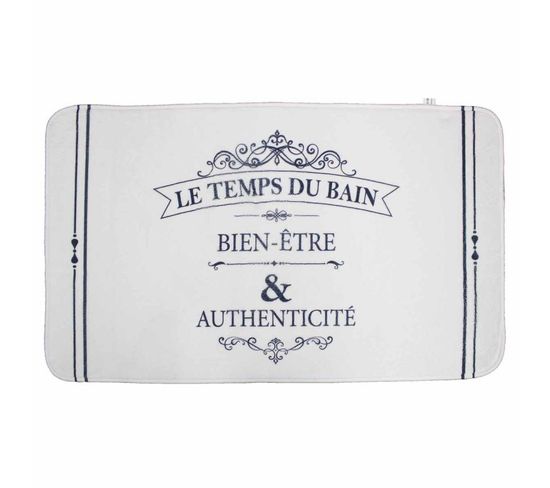 Tapis De Bain Imprimé "vintage" 45x75cm Blanc