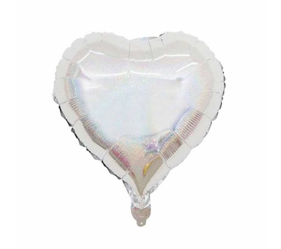 Ballon Gonflable Métallisé "cœur" 38cm Argent