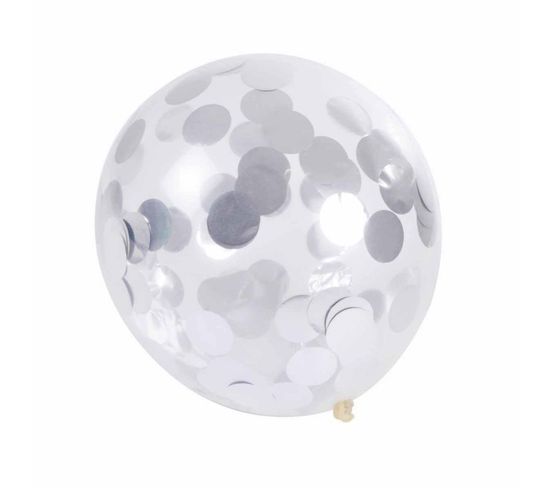 Lot De 6 Ballons Gonflables "confettis" 30cm Argent