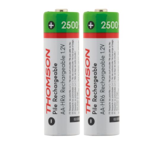 Pack 2x Piles Rechargeables Hr06 Aa 2500 Mah - Thomson