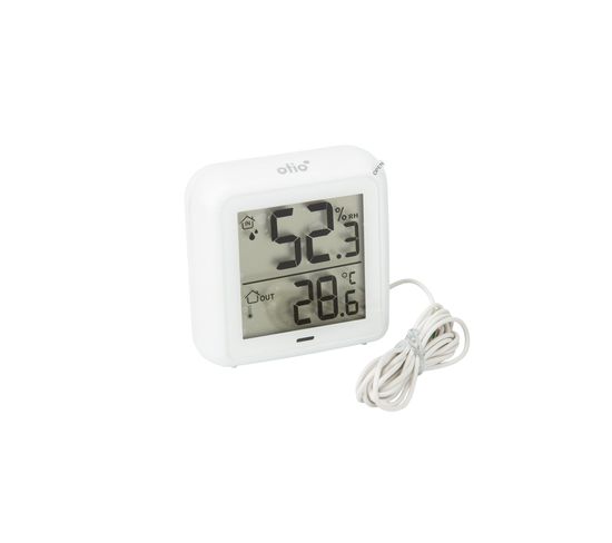 Thermomètre –hygromètre À Sonde De Température Filaire Blanc - Otio