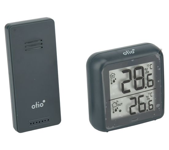 Thermomètre – Hygromètre Avec Capteur Sans Fil Gris Anthracite - Otio