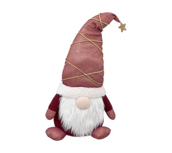 Déco De Noël Gnome Avec Étoile Dorée H 60 Cm