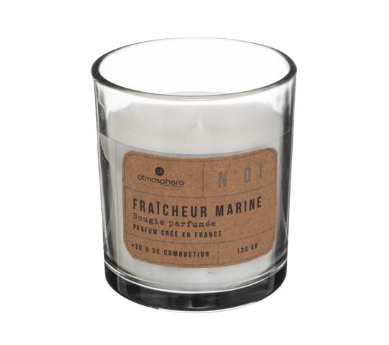 Bougie Parfumée Fraicheur Marine Pot En Verre 130 G  - Anti-odeurs De Salle De Bain
