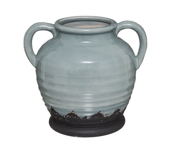 Vase Amphore En Céramique Vert Céladon D. 27 X H. 24,5 Cm