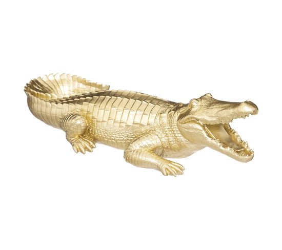 Crocodile En Résine - Doré