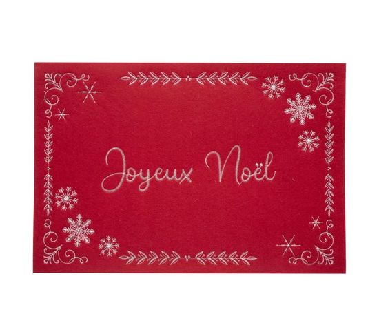 Set De Table Feutrine "joyeux Noël" 30x45cm Rouge