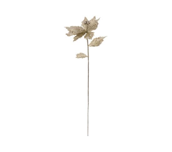 Branche Décorative Spéciale Fêtes Poinsettia Or Fleur De Noël H 75 Cm