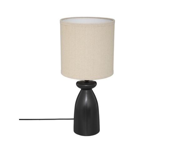 Lampe À  Poser En Céramique Noire H 44 Cm
