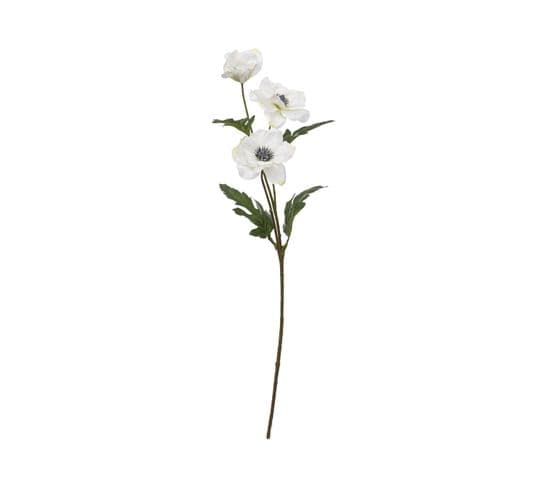Fleur Artificielle Tige Anémone 3 Têtes Blanches H 69 Cm