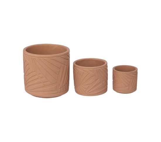Set De 3 Pots Terracotta En Ciment