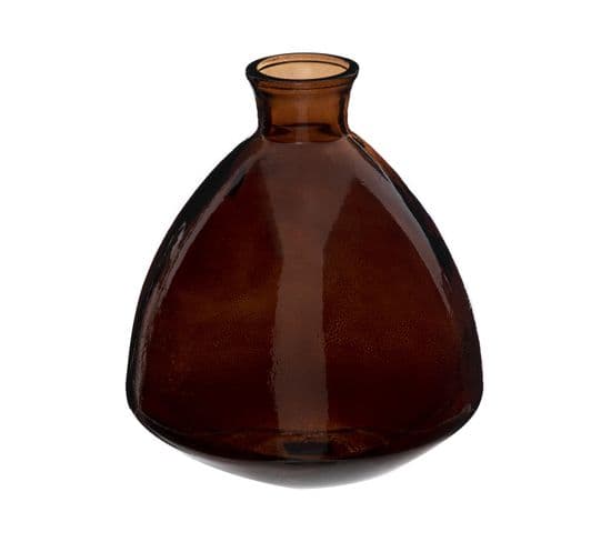 Vase En Verre Recyclé Brun D 16 X H 19 Cm