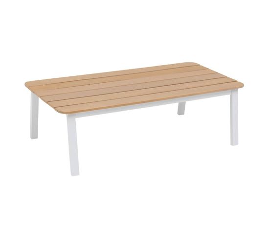 Table Basse De Jardin Rectangulaire "oriengo" Blanc 100x60x35cm En Acacia Certifié Fsc