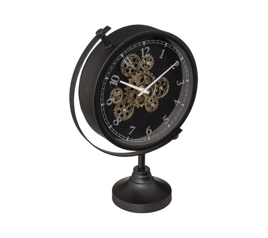 Horloge à Poser En Métal Noir Et Verre H 40 Cm