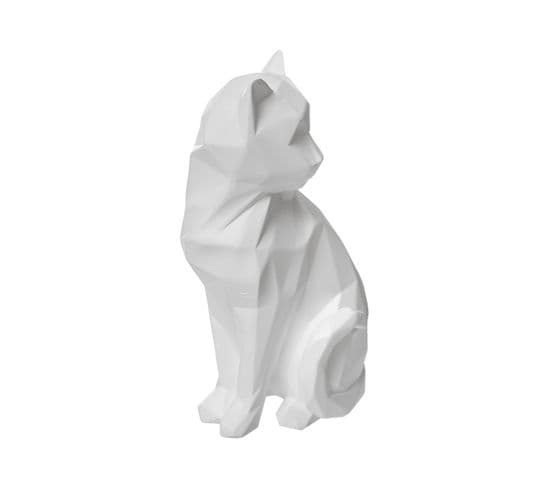 Objet Déco Chat Origami Blanc En Résine H 20.5 Cm