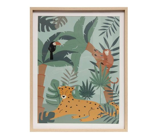 Tableau Déco Enfant "jungle" 41x51cm Multicolore