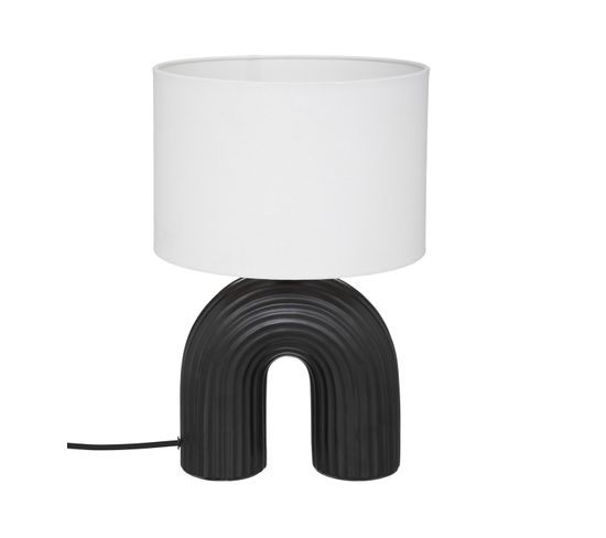 Lampe À Poser En Céramique Noire Et Abat-jour Blanc H 40.5 Cm