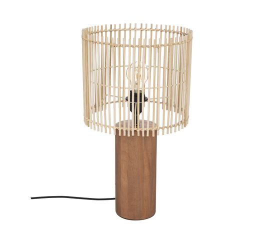 Lampe À  Poser En Bois Et Bambou  D 27 Cm