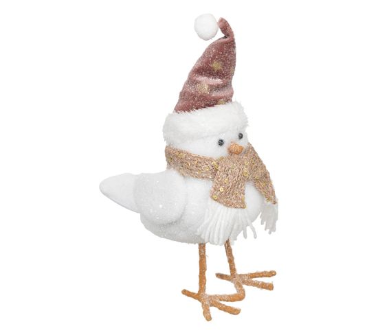 Déco De Noël Oiseau Avec Bonnet Et Écharpe 17 X 9 X H 25 Cm