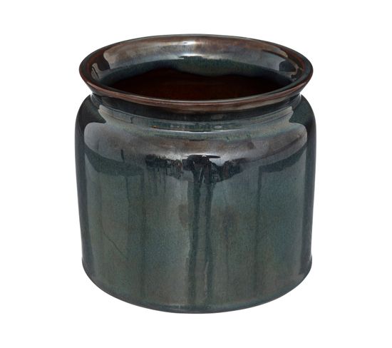 Pot En Céramique Émaillée Bleu D 16,8 X H 15 Cm