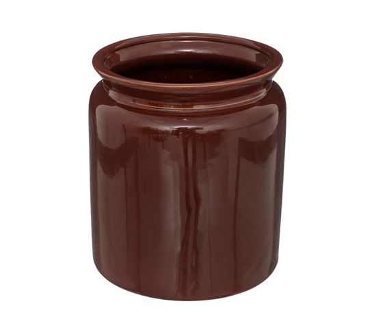 Pot En Céramique Émaillée Marron D 16,5 X H 18,5 Cm