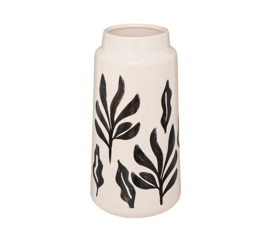 Vase En Céramique Peinte Noir et Blanc H 30 Cm