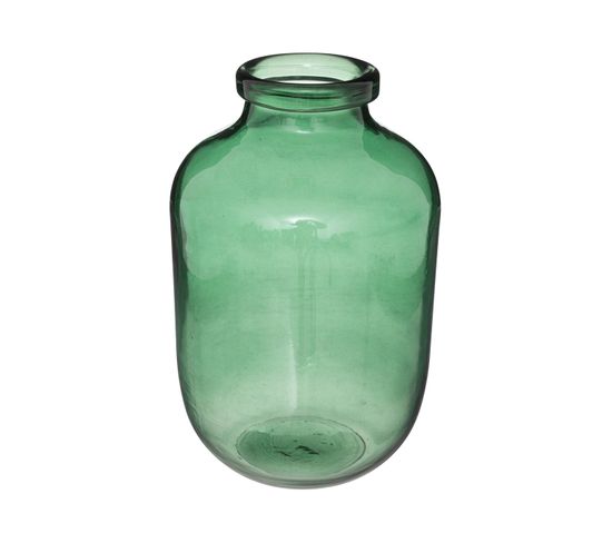 Vase Esprit Retour De Brocante En Verre Teinté Vert H 28 Cm