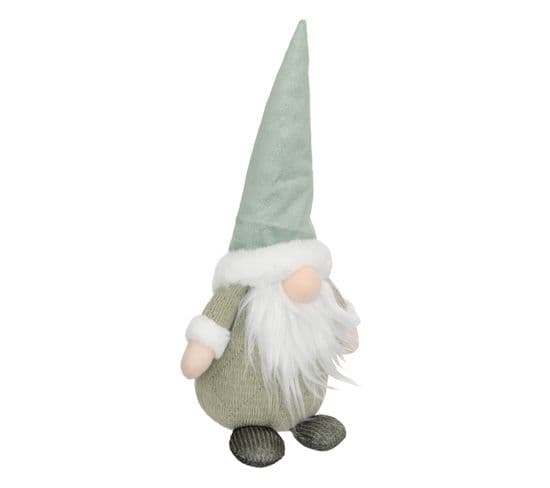 Déco De Noël Gnome Vert Avec Barbe Blanche H 36 Cm