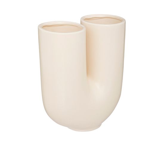 Vase U En Céramique Blanc Chaud H 25 Cm