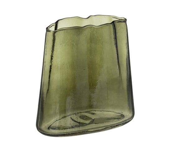 Vase Aux Contours Irréguliers En Verre Teinté Vert H 20 Cm