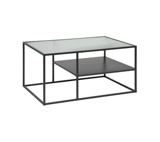 Table Basse En Métal Noir Et Verre Trempé 90 X 60 X 45 Cm