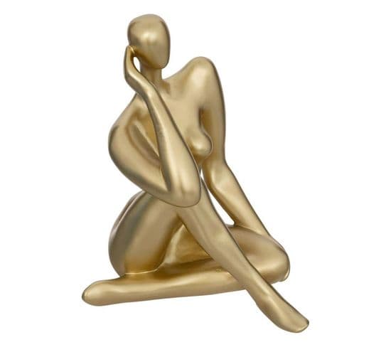 Statuette Déco Femme "le Collectionneur" 25cm Or