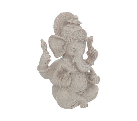 Objet Déco Statue Ganesh En Résine Beige Effet Sablé H 25  Cm
