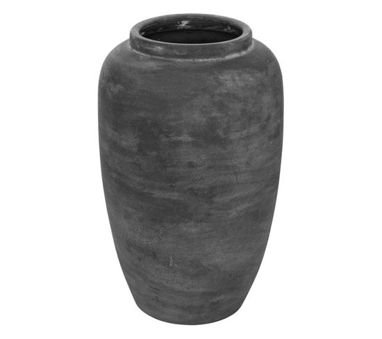 Vase Jarre En Céramique Gris Anthracite Aspect Texturé H 60 Cm