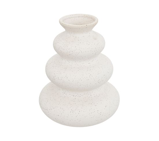 Vase En Céramique Mouchetée Blanc Sable H 20 Cm