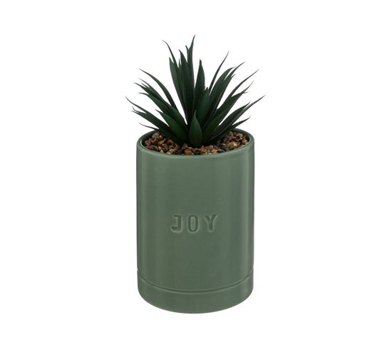 Plante Artificielle Pot En Céramique Vert Jade H 20 Cm