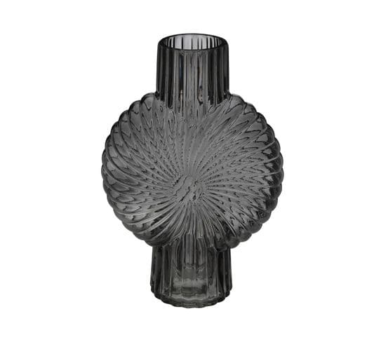 Vase Coquillage En Verre Gris H 32 Cm