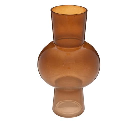 Vase Boule Et Conique En Verre Ambre H 29,5 Cm
