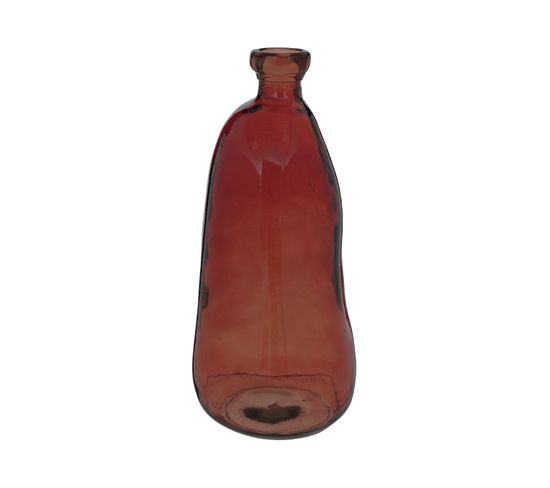 Vase Bouteille En Verre Recyclé Rouge Ambre H 51 Cm