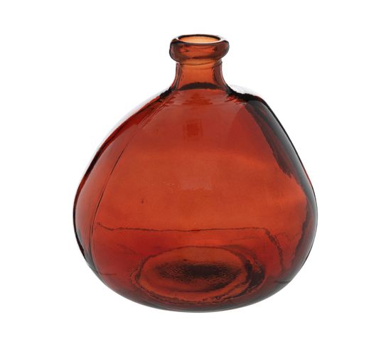 Vase Rond En Verre Recyclé Rouge Ambre D 20 X H 23 Cm