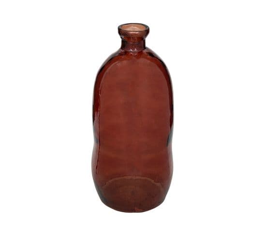 Vase Bouteille En Verre  Recyclé Rouge Ambre D 34 X H 73 Cm