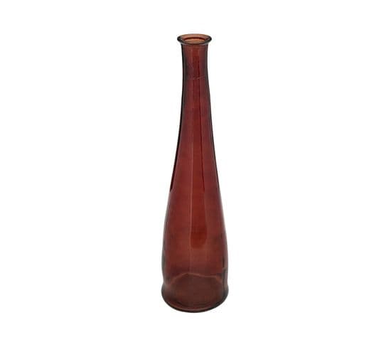 Vase Long En Verre Recyclé Rouge Ambre D. 18 X H. 80 Cm